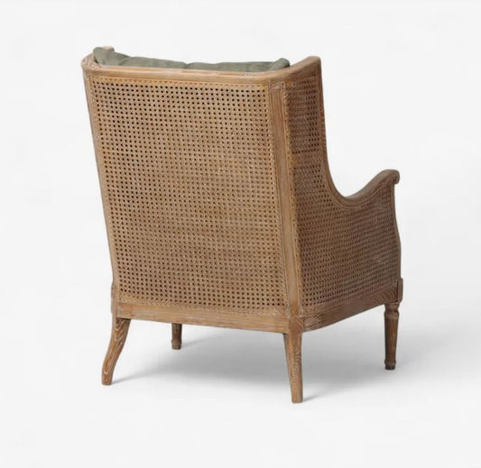 Chester Aged Green Wingback Rattan Occasional Chair
