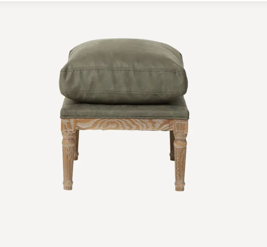 Chester Aged Green Ottoman/Footstool