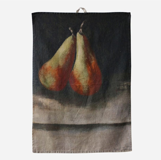 Raphael Double Pear Vintaged 100% French Linen Tea Towel