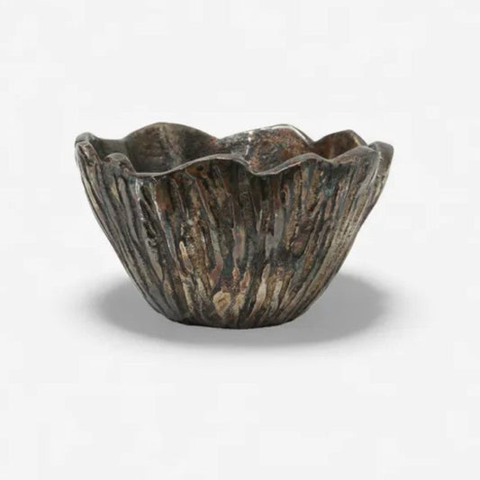 Decorative wooden bowl on a white background