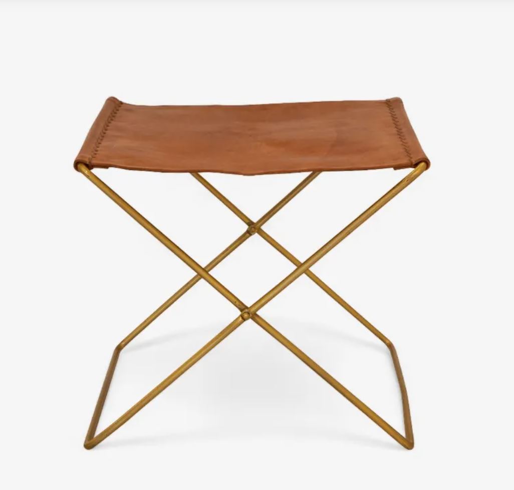 Warwick Brown Leather & Antique Brass Bar Stool | Pre Order Now | Arriving October