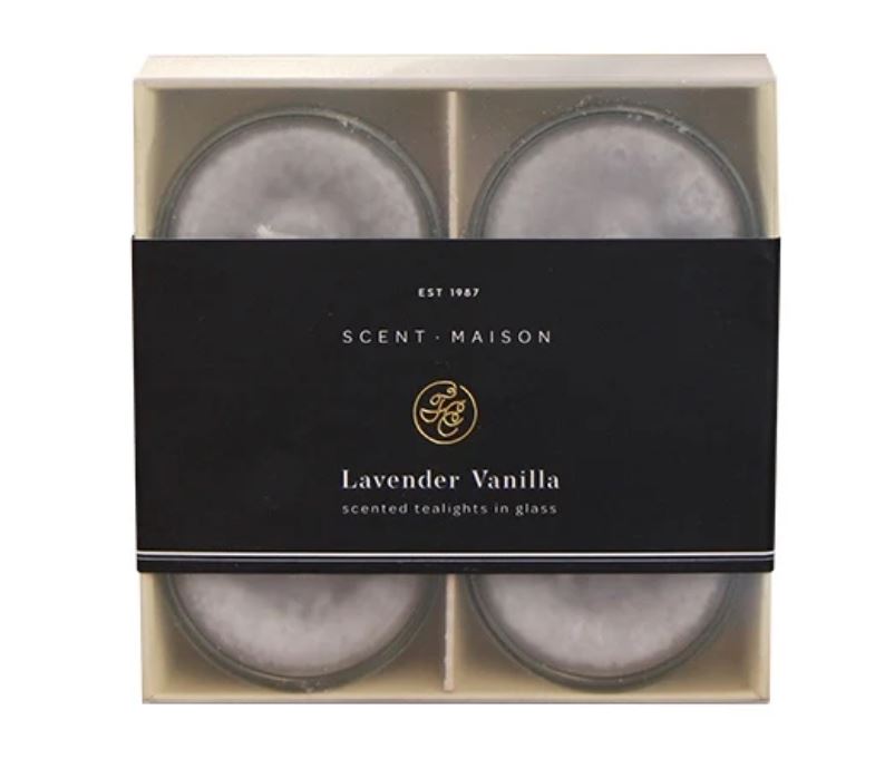 Maison Lavender & VanillaScented Tealigts in Glass - Set of 4