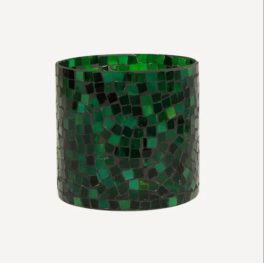 Mosaic Green Glass Votive - Large