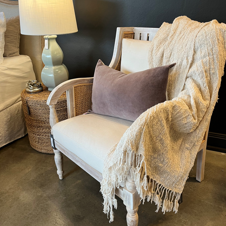 Enhance your living spaces with luxurious, tactile throws that exude a sense of warmth and comfort. These handwoven throws are crafted from raw cotton, boasting a rustic texture and adorned with tassels for added elegance. Design pt 2