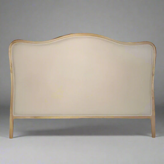 Upgrade your bedroom with the timeless elegance of our scalloped linen and oak headboard - the perfect addition for a truly luxurious haven. Front