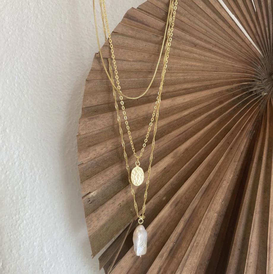 Soraya Layered Freshwater Pearl & Gold Necklace