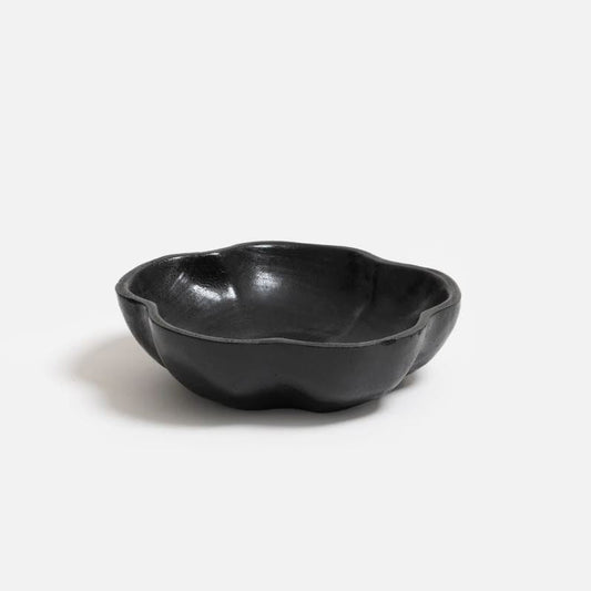 Black Wavy Teak Wood Bowl