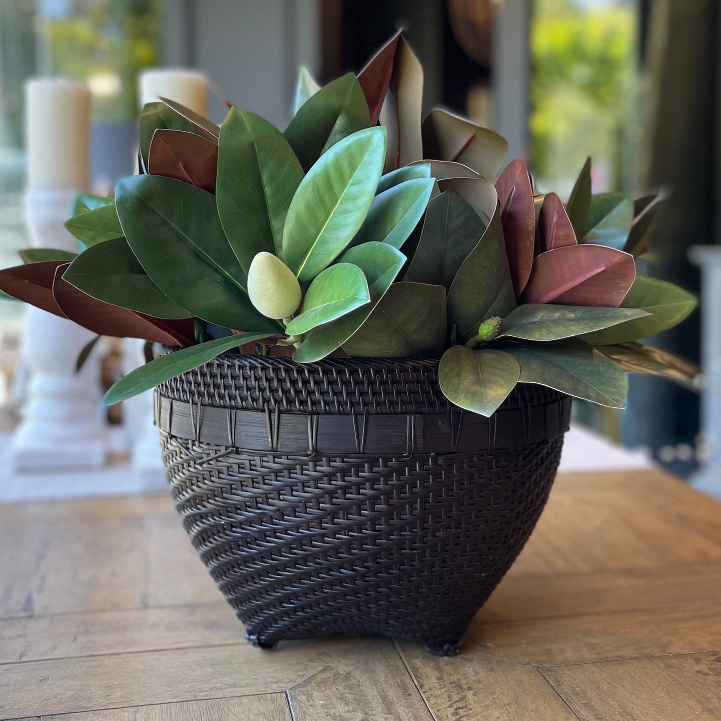 Made by East Indonesian Island Villagers, this stunning Bagaskoro Handcrafted Bamboo Basket is perfect as an accent piece or use to provide additional valuable storage. Styled.