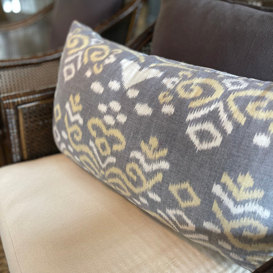 Our Lintang Batik Handwoven Cotton Cushion boast an exquisite cotton fabric and feature intricate designs crafted using traditional techniques popular in South East Asia. Side.