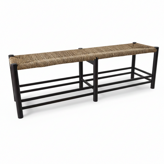 A touch of texture gives this sturdy, practical stool a casual aesthetic to complement its French country farmhouse style. Crafted with a teak frame and topped with a woven seagrass seat, this stool is a versatile piece to style in any room. Front