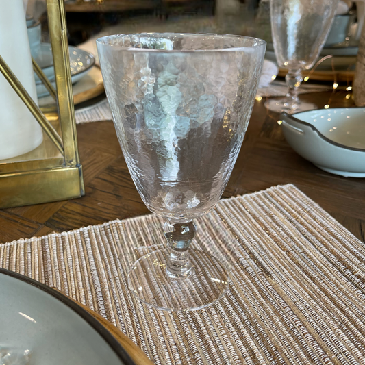 This elegant Handmade Vitro Textured Wine Glass is produced through a spinning glass process, which means each piece is unique. Styled.