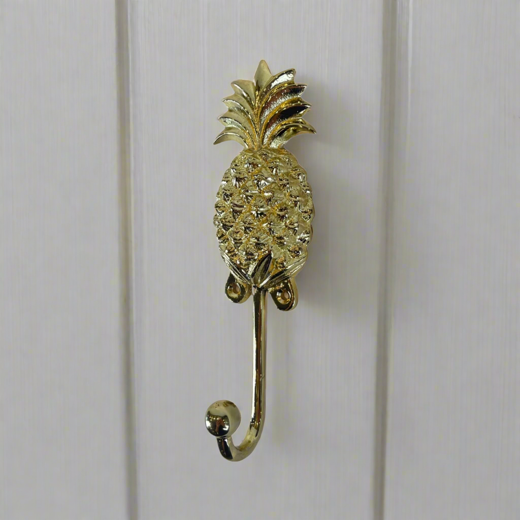 Our Handmade Brass Pineapple Hook is wall mountable and is the perfect fun choice to use as a towel or clothing hook in a bedroom, hallway or bathroom.