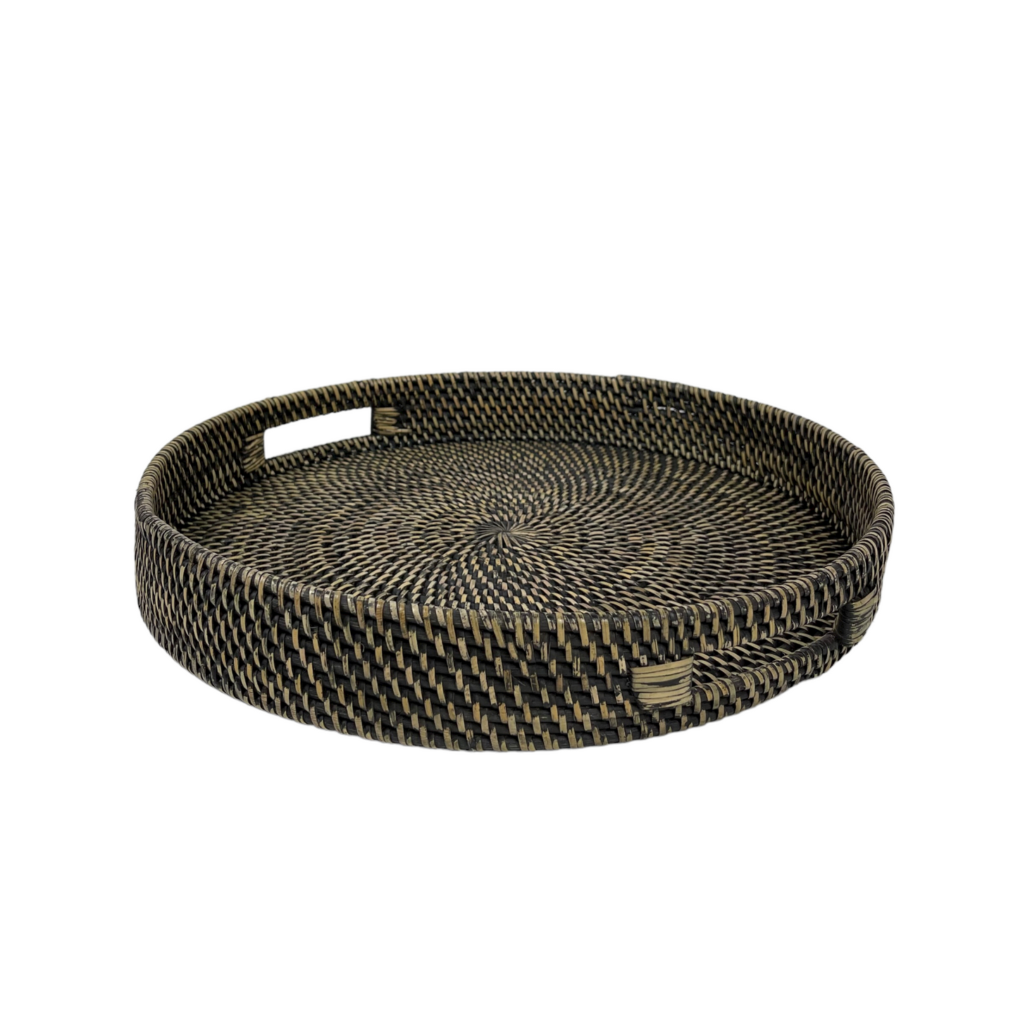 Enrich your space with the Pecatu Rattan Tray, a beautifully handwoven piece that adds texture and style to any coffee table or ottoman. Its functional handles allow for easy transport when entertaining. Front