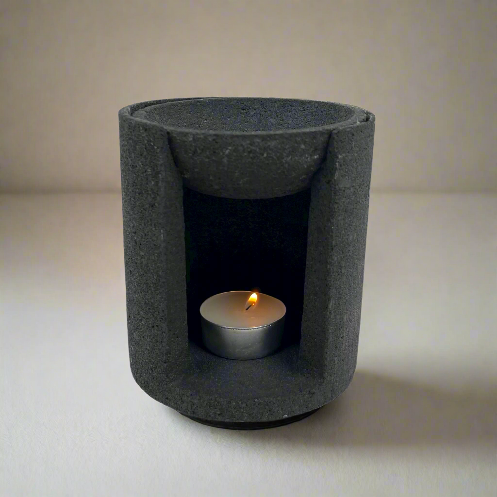 Add a few drops of your favourite essence oil and over a tealight for an altogether sensual, relaxing experience. This traditional Lava Stone Oil Burner will diffuse a range of natural, homeopathic wellness remedies and treatments.