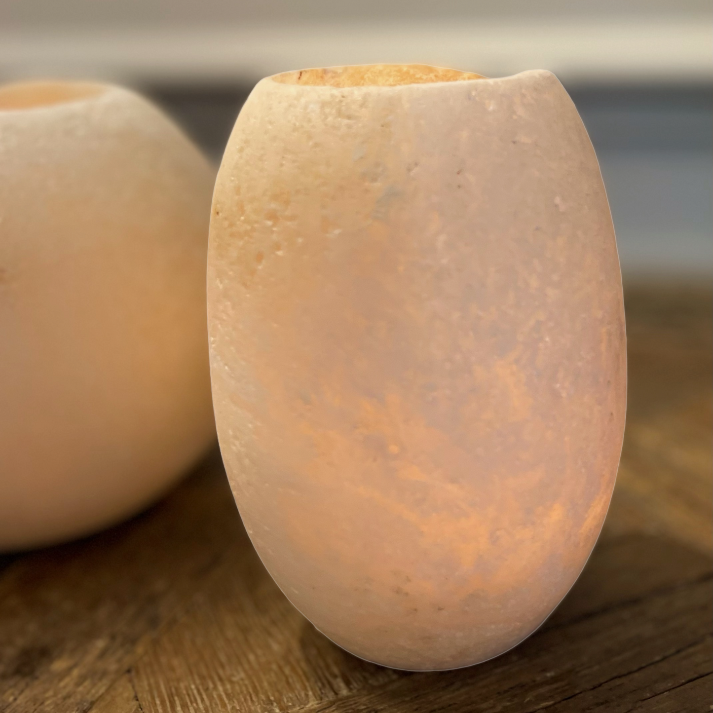 The Hand-carved Diah Onyx Candle Holder is a solid, stylish piece. Perfect as a candle holder to create softly diffused light and a soothing ambiance. Detail.