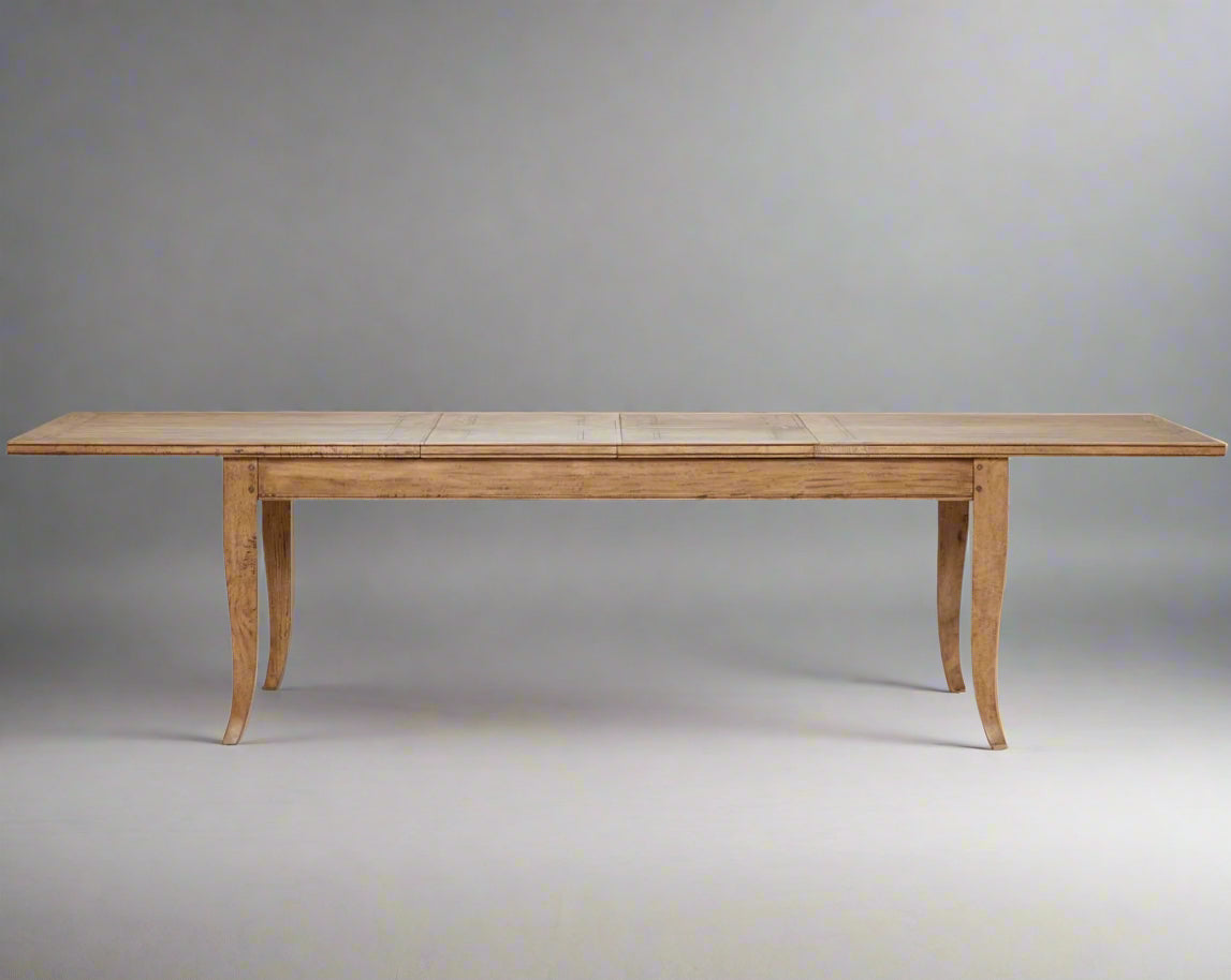 Add a touch of class to your dining space with the Marseilles Extension Dining Table. Designed for entertaining; the table can be extended from 2.1 metres to up to 3.1 metres in length. The extension mechanism is smooth and easy to adjust. Made from solid fruitwood, the timber has a beautiful, warm colour. Front