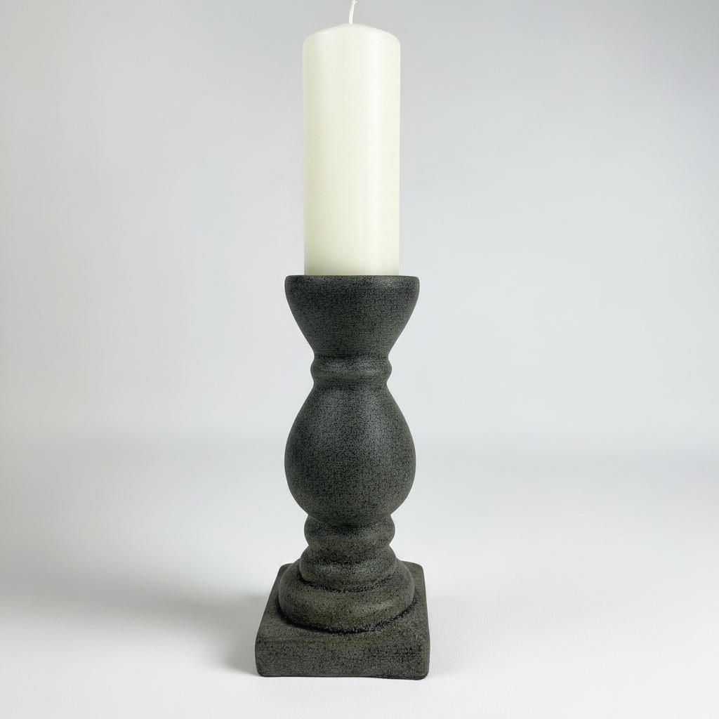 The chunky yet elegant Mattia Terracotta Candle Holder is substantial enough to work on its own or as a beautiful collection of candle holders on a mantelpiece or a table. Styled.