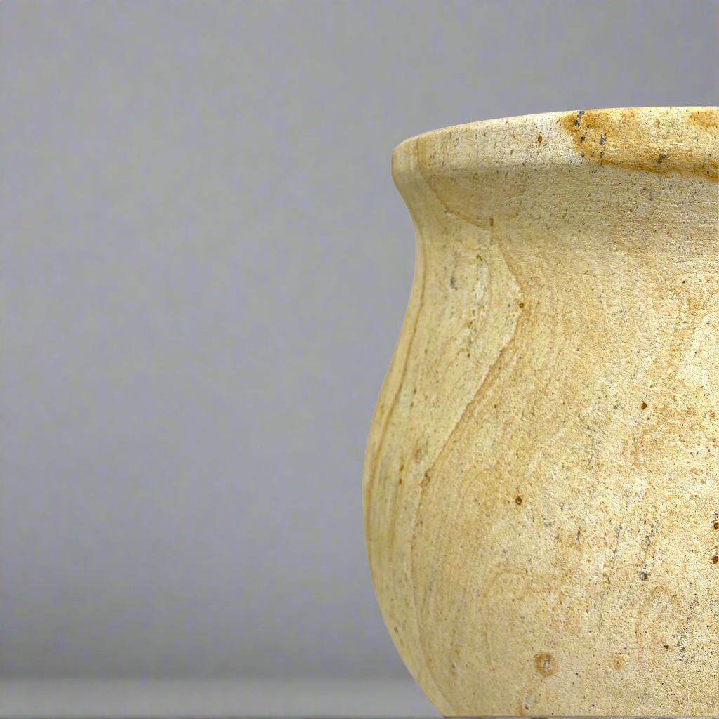 This timeless Bobos (Wood Stone) vase is designed to elevate any setting, featuring a beautiful pattern and texture that complements a variety of styles and fits seamlessly in any room. Detail.