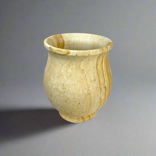 This timeless Bobos (Wood Stone) vase is designed to elevate any setting, featuring a beautiful pattern and texture that complements a variety of styles and fits seamlessly in any room. Top.