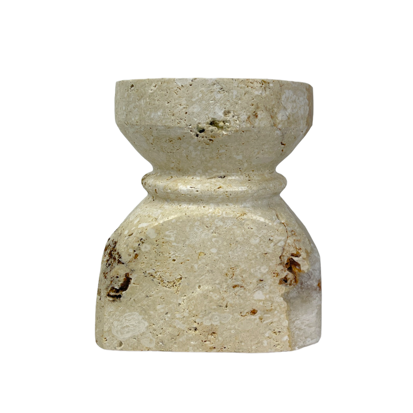 The Hand-carved Sorrento Onyx Candle Holder is a stylish piece, perfect as a candle holder to provide softly diffused light for a soothing ambiance.