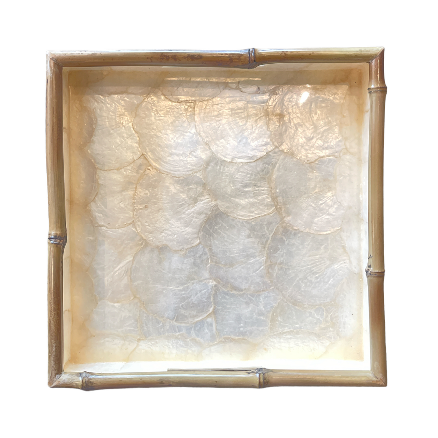 Our beautiful Capiz & Bamboo Square Tray is perfect to style & organise on your console, coffee table or bathroom vanity. Top