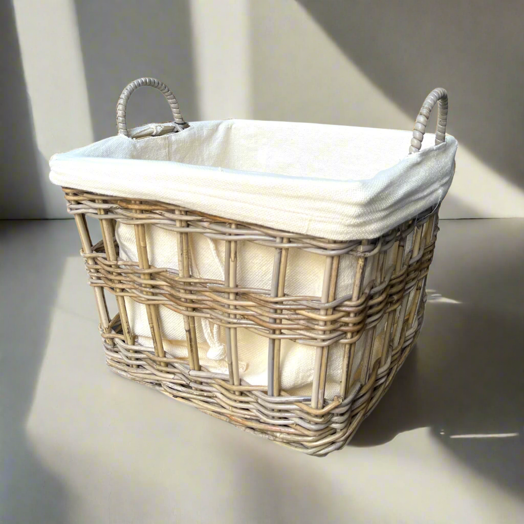 These beautiful rattan baskets are handmade in South East Asia. With a natural look and feel, the Lili Basket brings always welcome additional storage capacity to your living space.
