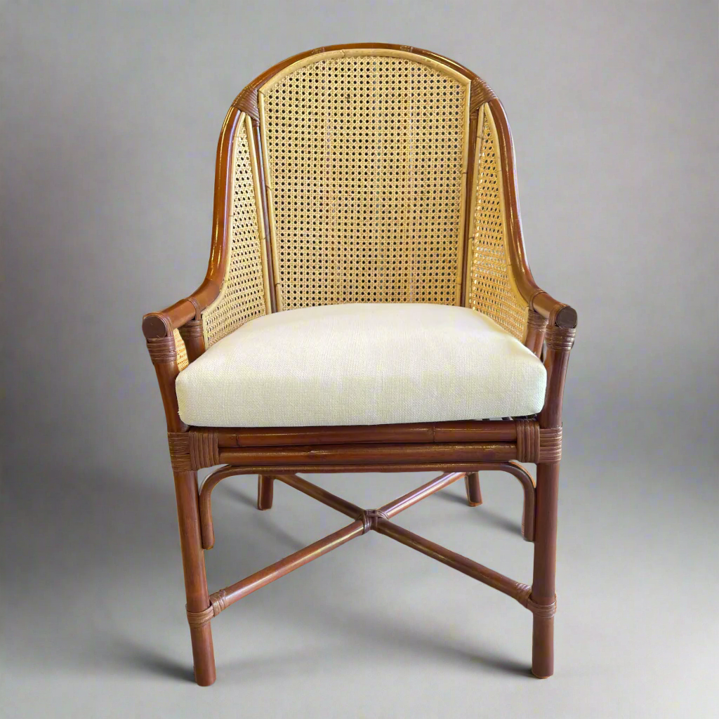 The Anggun Rattan Armchair is the ultimate in natural comfort and style. The rattan material gives the chair a beautifully tactile and natural quality. Style with a scatter cushion or throw for extra comfort. Front
