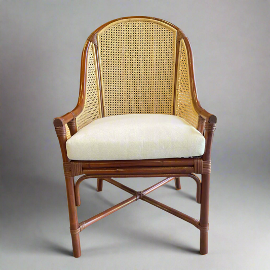 The Anggun Rattan Armchair is the ultimate in natural comfort and style. The rattan material gives the chair a beautifully tactile and natural quality. Style with a scatter cushion or throw for extra comfort. Front