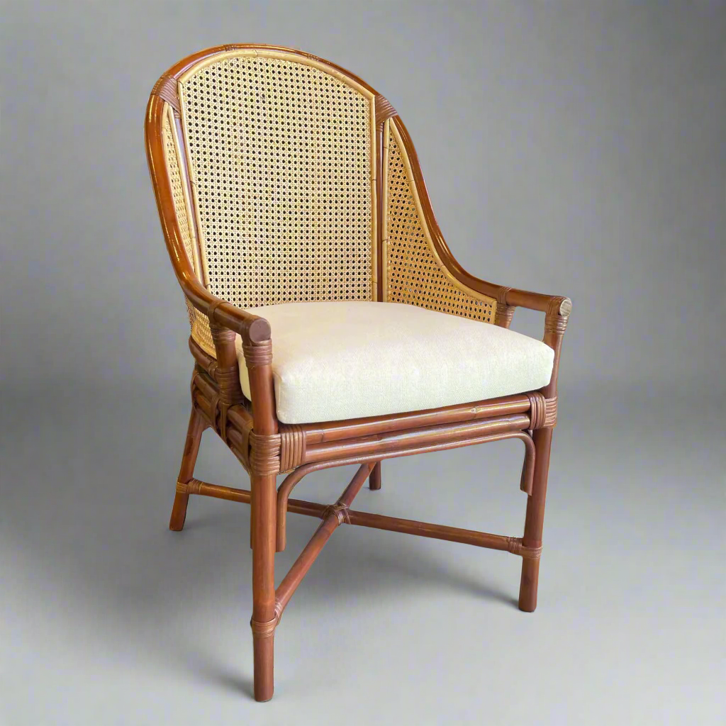 The Anggun Rattan Armchair is the ultimate in natural comfort and style. The rattan material gives the chair a beautifully tactile and natural quality. Style with a scatter cushion or throw for extra comfort. Front