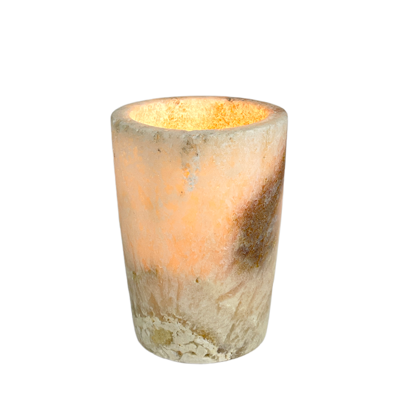 The Hand-carved Chahaya Onyx Candle Holder is an elegant candleholder with natural opaque translucence, perfect to set off your dinner table, fireplace or window ledge.