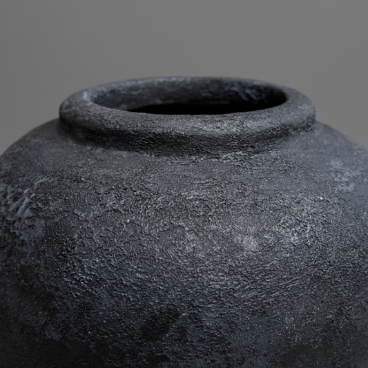 Fiorella Dark Grey Distressed Terracotta Vase