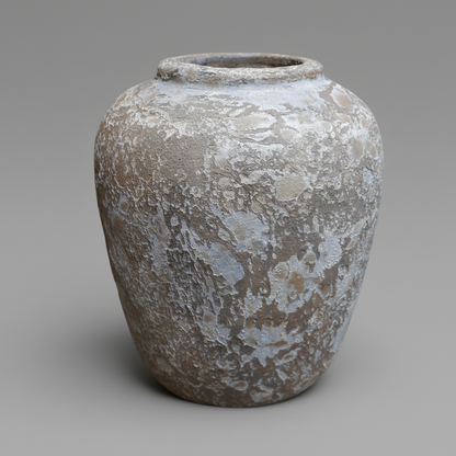 Tosca Off White & Taupe Distressed Terracotta Vase