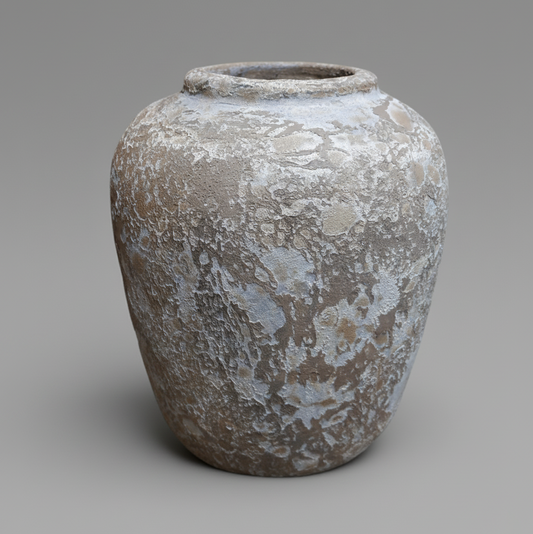 Tosca Off White & Taupe Distressed Terracotta Vase