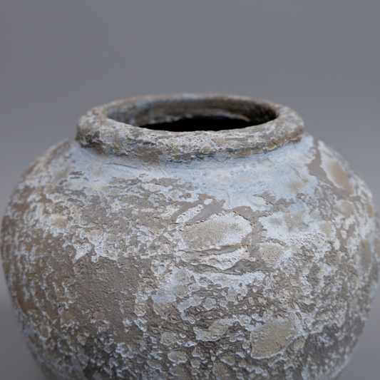 Tosca Off White & Taupe Distressed Terracotta Vase