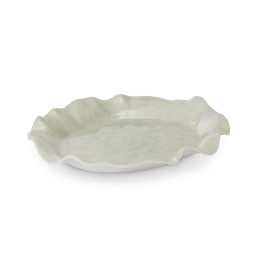 Elevate your table setting with this refined melamine platter in a serene seafoam hue. Crafted from durable melamine, the Tide design combines coastal elegance with everyday practicality making it perfect for entertaining or casual dining. Its generous surface accommodates appetizers, charcuterie, or fresh produce with understated style. Ideal for indoor gatherings and outdoor entertaining alike, this versatile piece brings a touch of seaside sophistication to any occasion.
