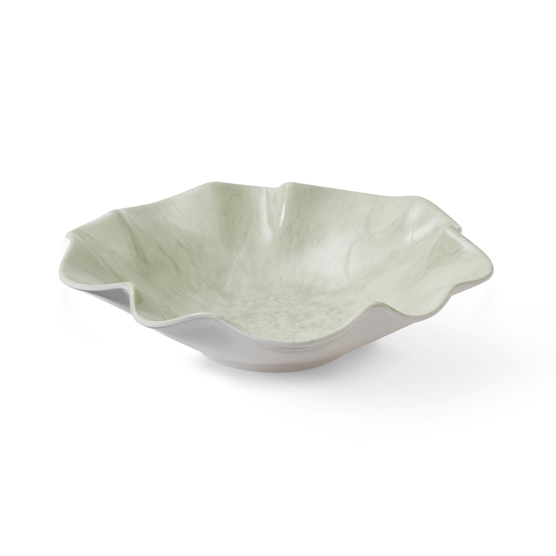Elevate your table setting with this striking melamine serving bowl, featuring a sophisticated wavy silhouette and delicate seafoam print decal. Durable and lightweight, it's perfect for everyday entertaining or casual dining. The contemporary design complements both modern and classic interiors, while the practical melamine construction ensures lasting beauty without the fragility of ceramic. Ideal for serving salads, sides, or fresh fruit with understated elegance.

Dimensions: 35cm x 8cm