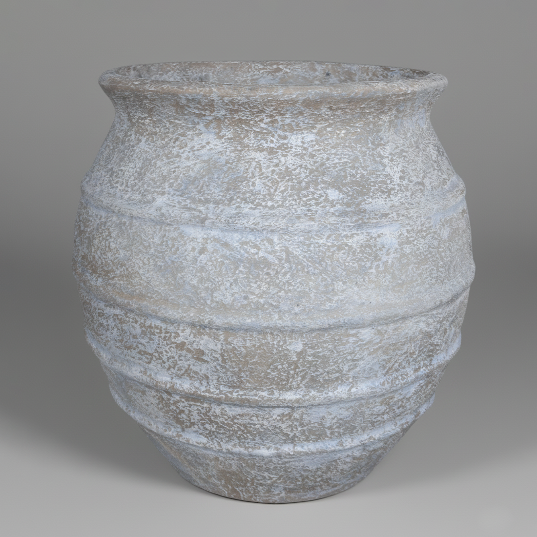 Nico Off White & Taupe Terracotta Distressed Pot