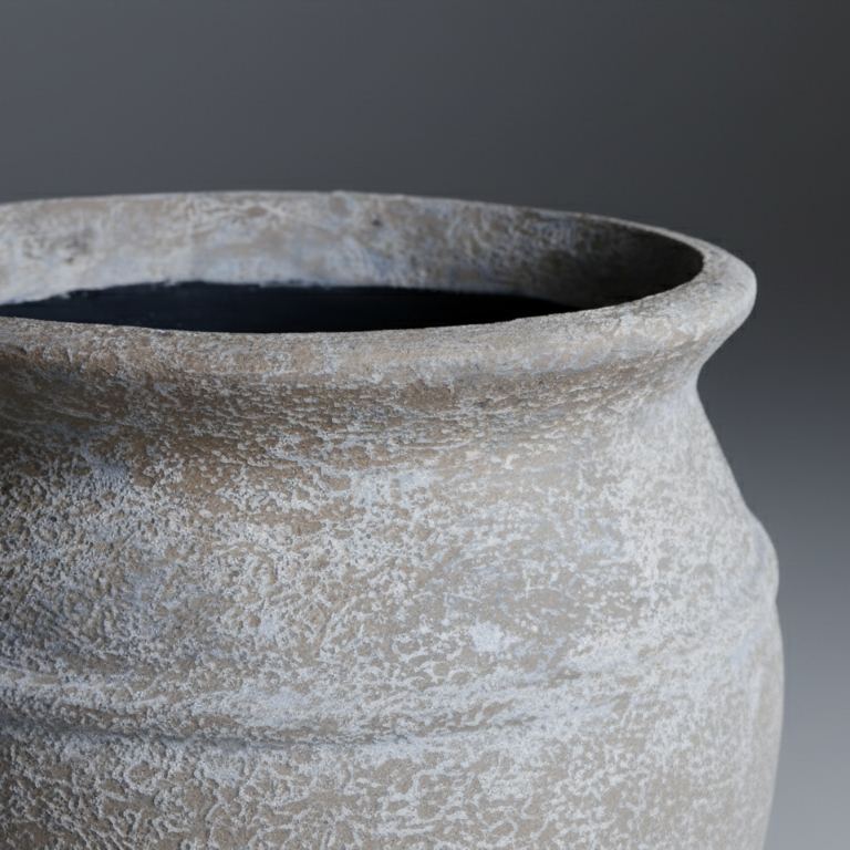 Nico Off White & Taupe Terracotta Distressed Pot