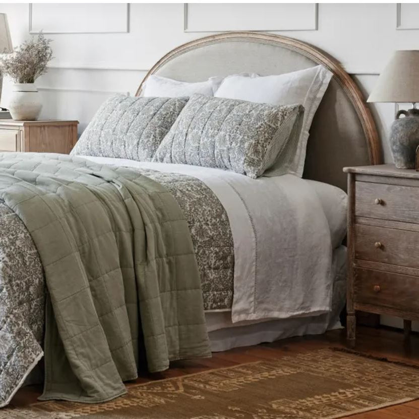 Arch Oak & Natural Linen Bed Head - Pre Order
