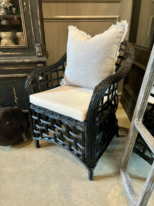 The timeless and elegant design of the Milan Chair is generously proportioned. The rattan material gives the chair a beautifully elegant, tactile and natural quality. Front