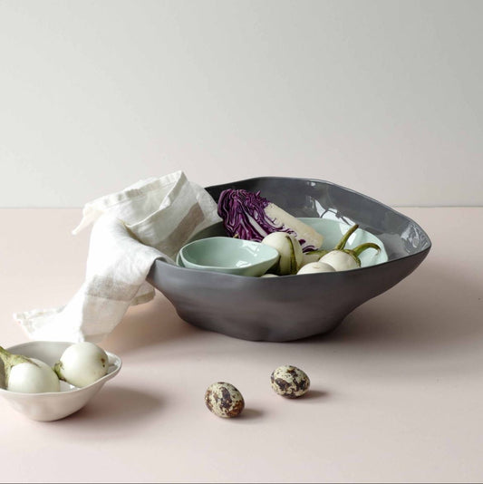Amai Ceramic Serving Bowl - Charcoal