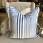 Experience the luxurious comfort and stylish design of the Joie De Vivre French Linen Blue White Stripe Cushion. Made with strong, hypo-allergenic yarn-dyed fabric, our cushions feature a vibrant color that won't fade. Each cushion is filled with a high-quality plush feather insert for maximum comfort. Elevate your home decor with our irresistible cushion.