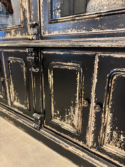 Aquitaine Black Distressed Mahogany Display Cabinet