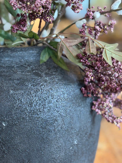 Fiorella Dark Grey Distressed Terracotta Vase