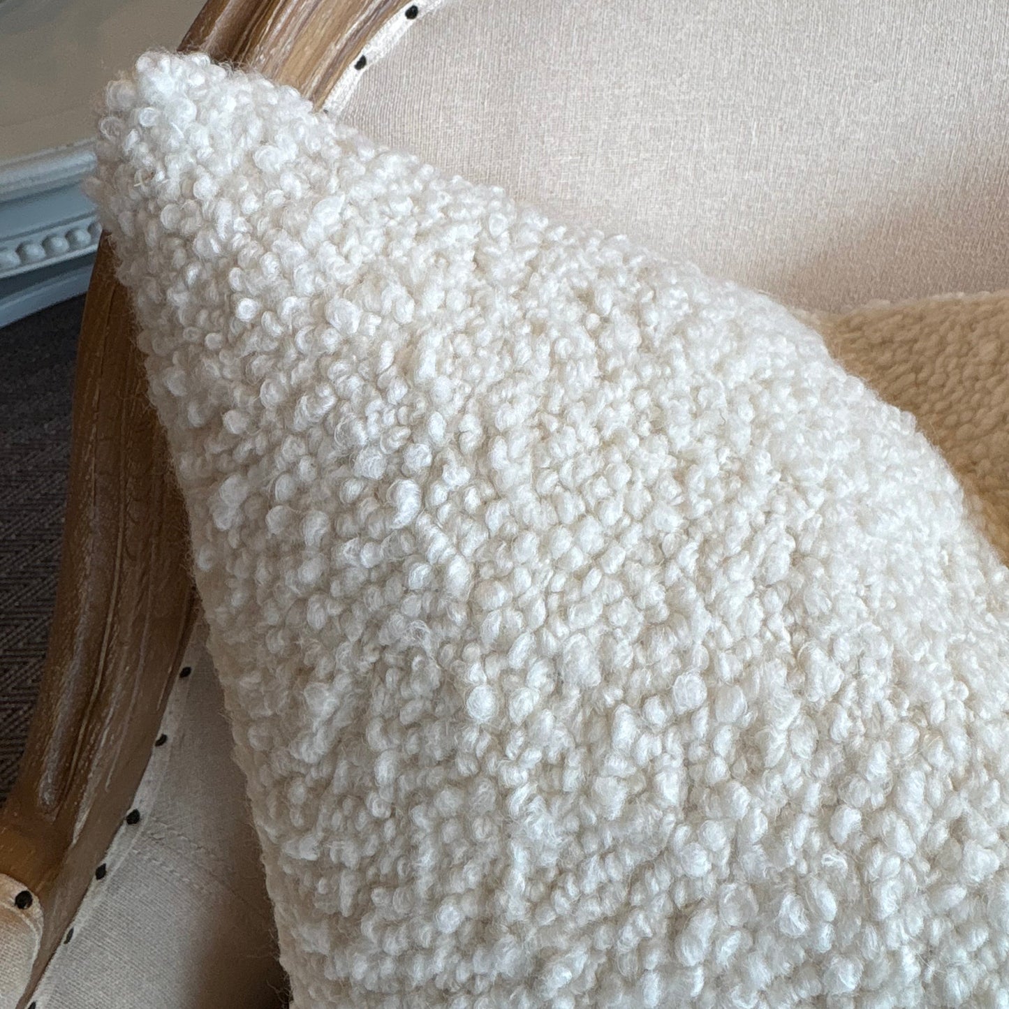 Ivory Boucle Cushion 50cm x 50cm