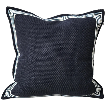 Channeling the sleek elegance of Milano's fashion district, each Black & White Herringbone Textured Cushion features the striking contrast of black and white, evoking the timeless beauty of the marble found in both ancient Italian villas and modern Milanese ateliers.