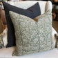 Introducing the Paradise Block Printed Linen Green Cushion crafted by Chamois, a renowned Swedish interior and fashion brand. This stunning addition to your home decor features a traditional Indian block print in a dark blue and natural hue pattern, and is made with 100% Belgian Linen for its superior quality and durability. To ensure maximum comfort, a quality feather insert is also included.