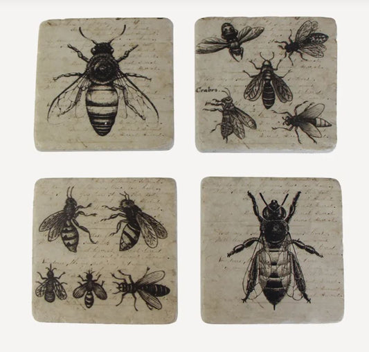 Vintage Style Bee Coasters - Set Of 4