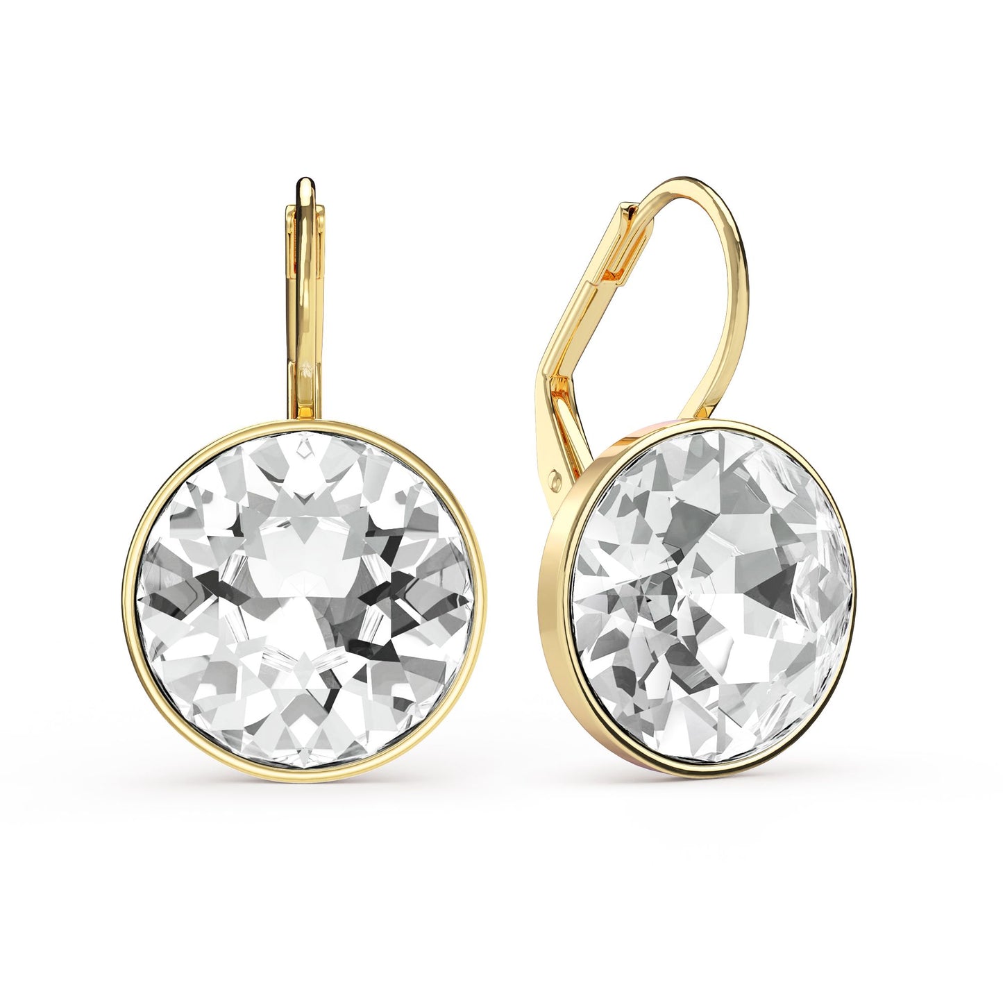 Clear Crystal Drop Earrings - Gold Plated
