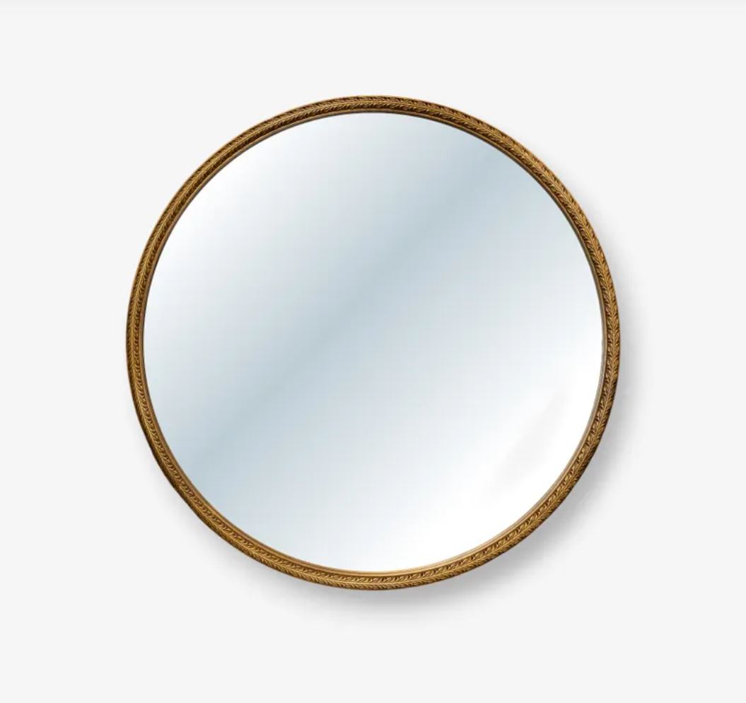 Bellini Carved Antique Gold Round Mirror - In Stock & Ready To Ship
